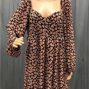 Abercrombie & Fitch Black Dress with Tan Floral Print